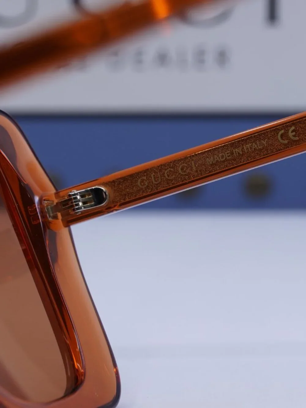 Gucci GG1314S 004 Square Sunglasses - Transparent Rust /Orange